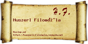 Huszerl Filoméla névjegykártya